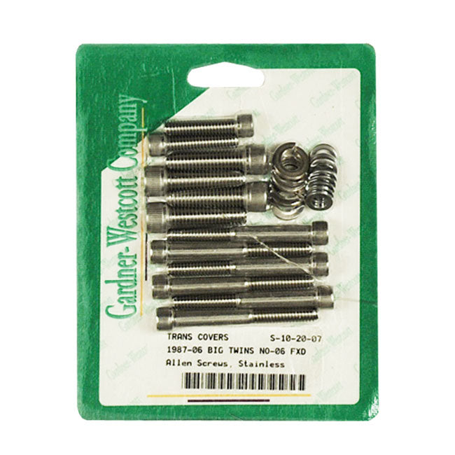 Transm. Side Cover Screw Kit, Stainless for 87-06 Big Twin (Excl. 2006 Dyna)