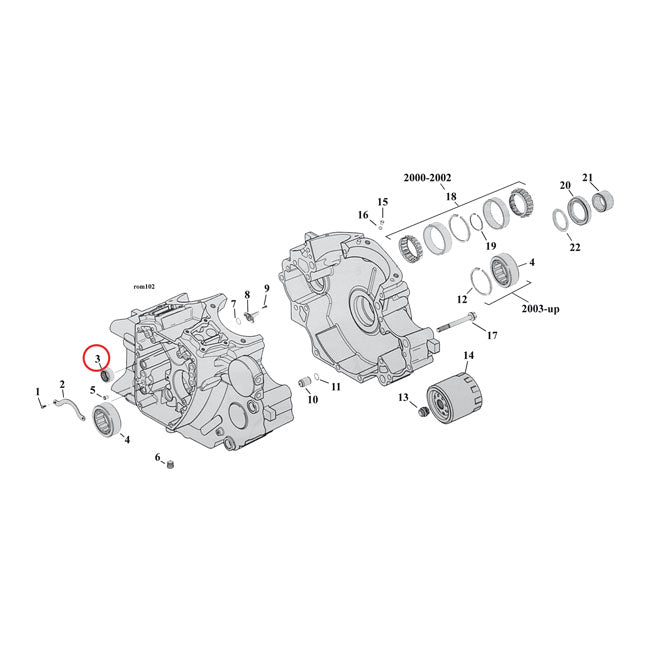 S&S, Camshaft Needle Bearing. Inner, Front/Rear for 99-06 TCa/B (Excl. 2006 Dyna)