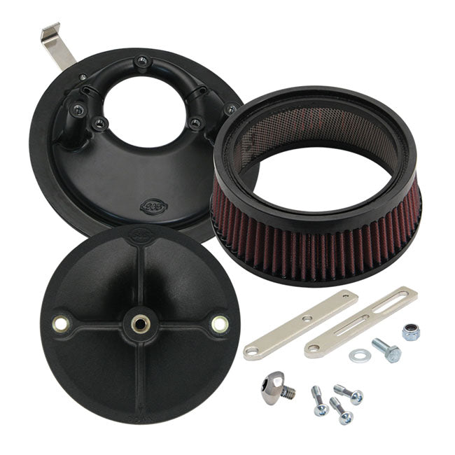 S&S Stealth, Air Cleaner Kit Without Cover for 36-92 Big Twin; 57-90 XL With Super E & G Carb