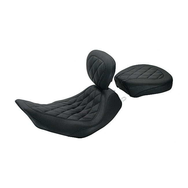 Mustang, Wide Tripper Solo Seat. With Rider Backrest for 97-07 FLHR; 06-07 FLHX
