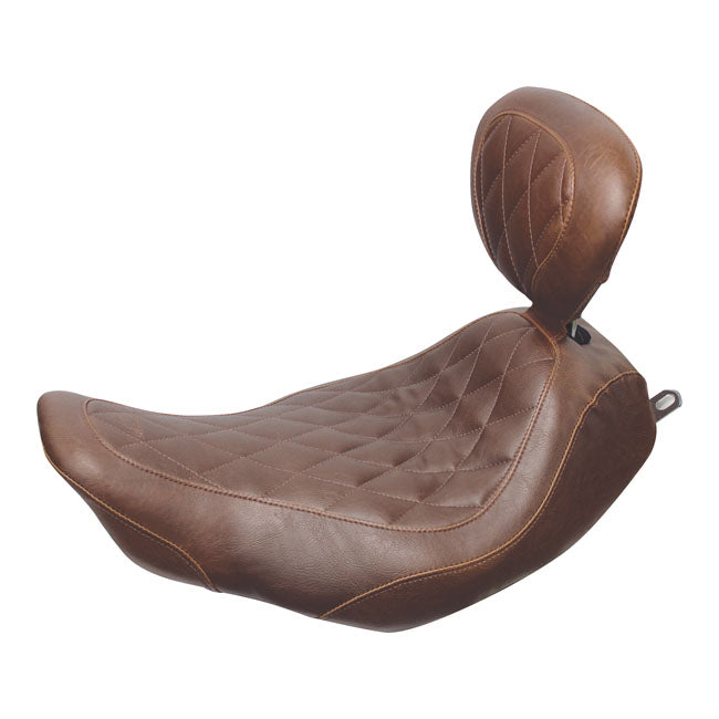 Mustang, Wide Tripper Solo Seat. With Rider Backrest for 97-07 FLHR; 06-07 FLHX