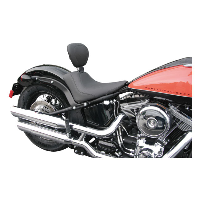 Mustang, Wide Tripper Solo Seat. With Rider Backrest for 11-13 Softail FXs Blackline; 11-17 Fls/S Softail Slim