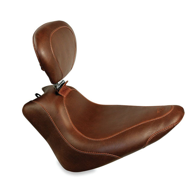 Mustang, Wide Tripper Solo Seat. With Rider Backrest for 11-13 Softail FXs Blackline; 11-17 Fls/S Softail Slim