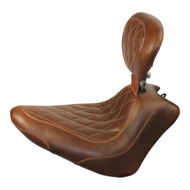 Mustang, Wide Tripper Solo Seat. With Rider Backrest for 11-13 Softail FXs Blackline; 11-17 Fls/S Softail Slim