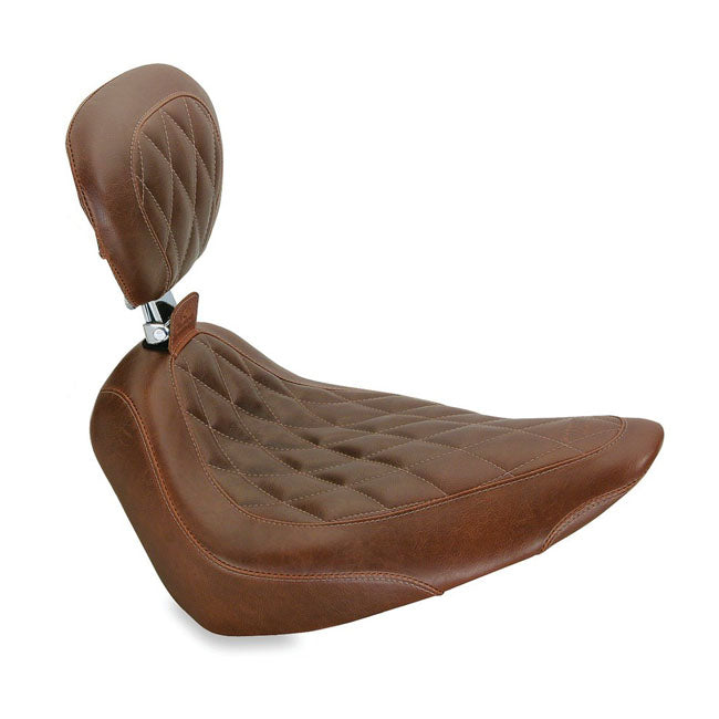 Mustang, Wide Tripper Solo Seat With Rider Backrest for 84-06 Softail With Up To 150 Stock tyre (Excl. Deuce)
