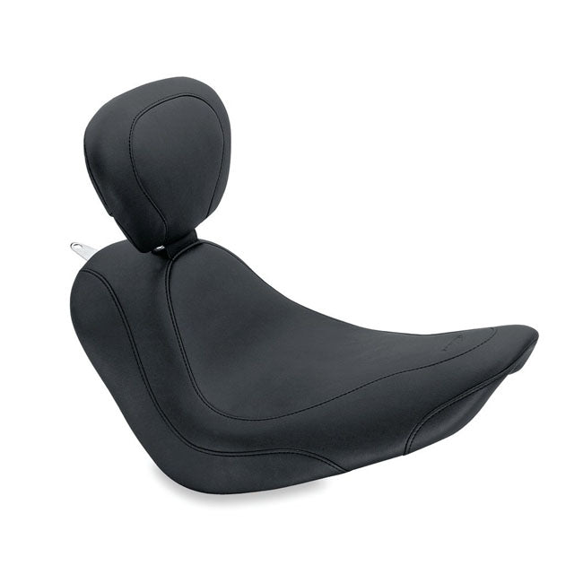 Mustang, Wide Tripper Solo Seat. With Rider Backrest for 06-10 FXST; 07-17 FLSTF Fatboy; 08-11 FLSTSB Cross Bones