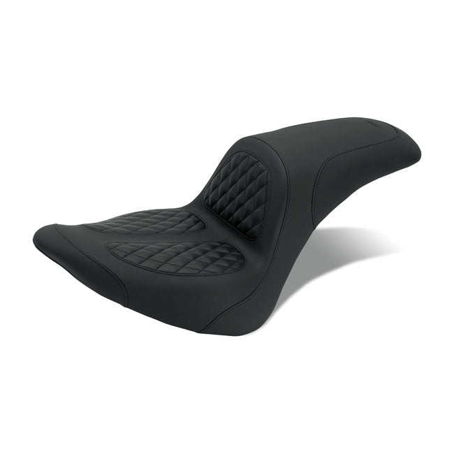 Mustang, Fastback 2-Up Seat By Perewitz for 06-17 Softail With 200mm tyre. 06-10 FXST; 07-17 FLSTF Fat Boy; 08-11 FLSTSB Cross Bones