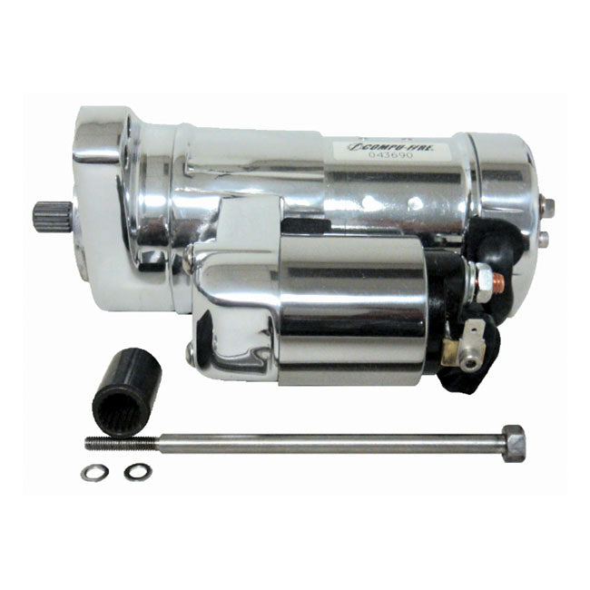 Compu-Fire, Gen3 Starter Motor. 2.0Kw. Chrome for 94-06 Big Twin (Excl. 2006 Dyna). Fuel Injected Models