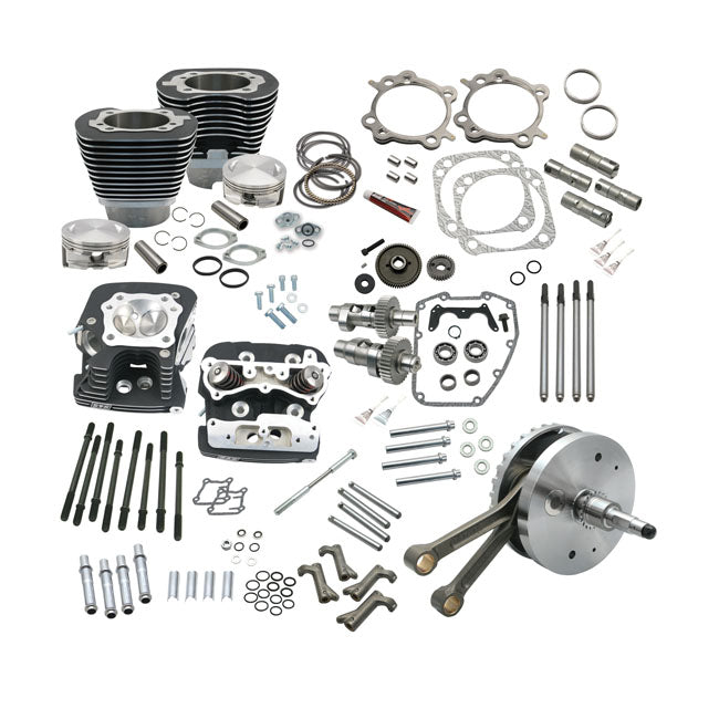 S&S, 124" Twin Cam Softail Hot Set-Up Kit With Heads. Black for 01-06 Softail