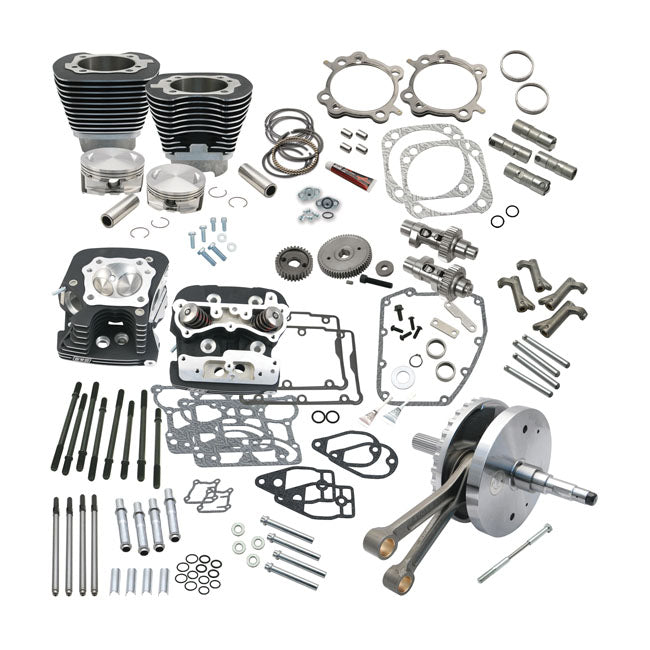 S&S, 124" Twin Cam Hot Set-Up Kit With Heads. Black for 06-17 Dyna; 07-16 Touring (Excl. Twin-CooLED Models)