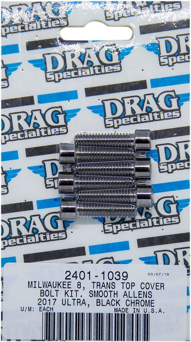 Drag Specialties Bolt Kit M8 Transmission Top Cover Smooth Socket Head Black - Part #24011039 - Hogparts UK
