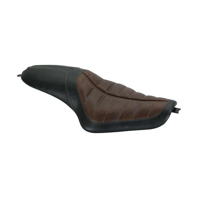 Roland Sands Design, 2-Up Enzo Seat. Black/Brown for 04-20 XL
