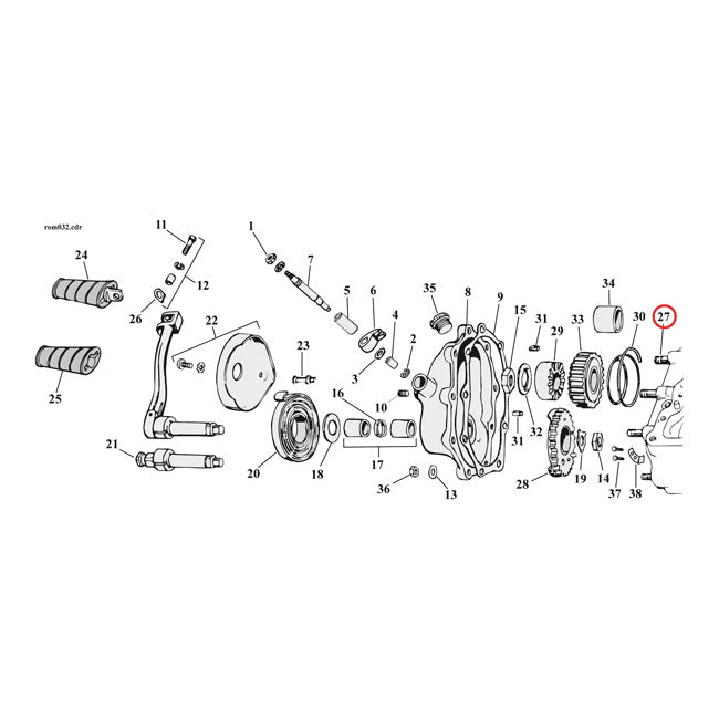 Studs, Transm. Housing To Side Cover for 65-86 4-Sp Big Twin