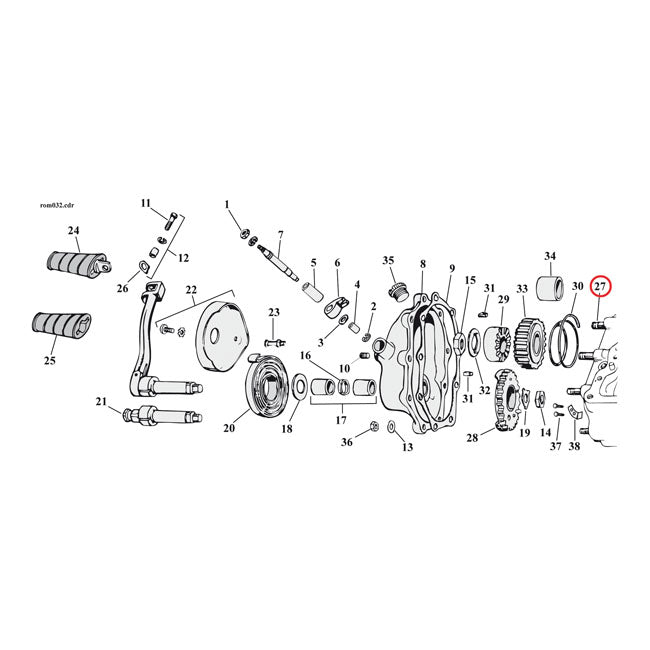 Stud, 4-Sp Kicker Cover for 65-86 4-Sp Big Twin