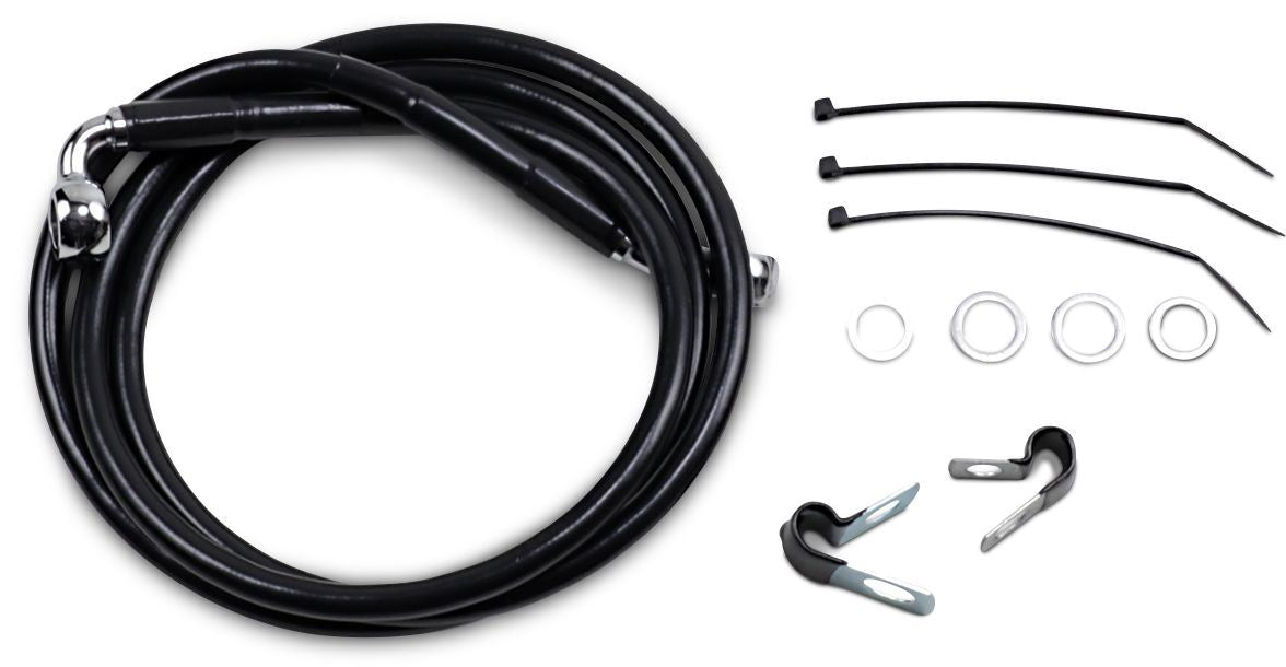 Drag Specialties Front Brake Line Black Vinyl Coated Stainless Steel Extended 10" - Part #17412561 - Hogparts UK