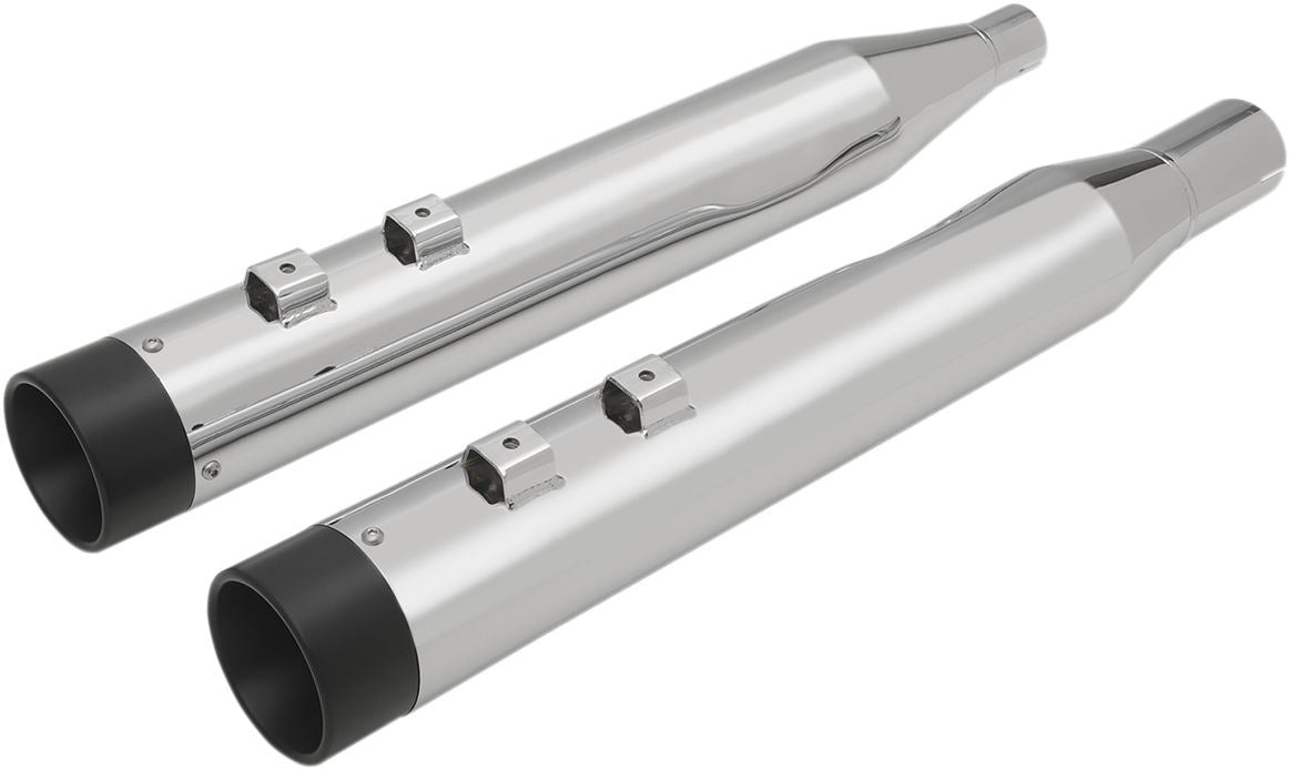 Drag Specialties Mufflers Slip-On 4" Chrome W/Black Billet End Caps - Part #18011264 - Hogparts UK