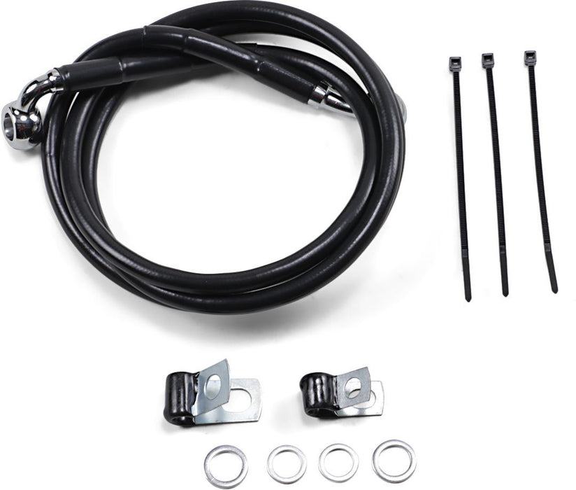 Drag Specialties Front Brake Line Black Vinyl Coated Stainless Steel Extended 2" - Part #17412545 - Hogparts UK