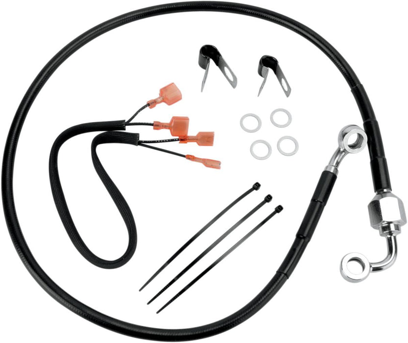 Drag Specialties Rear Brake Line Black Vinyl Coated Stainless Steel - Part #17412960 - Hogparts UK