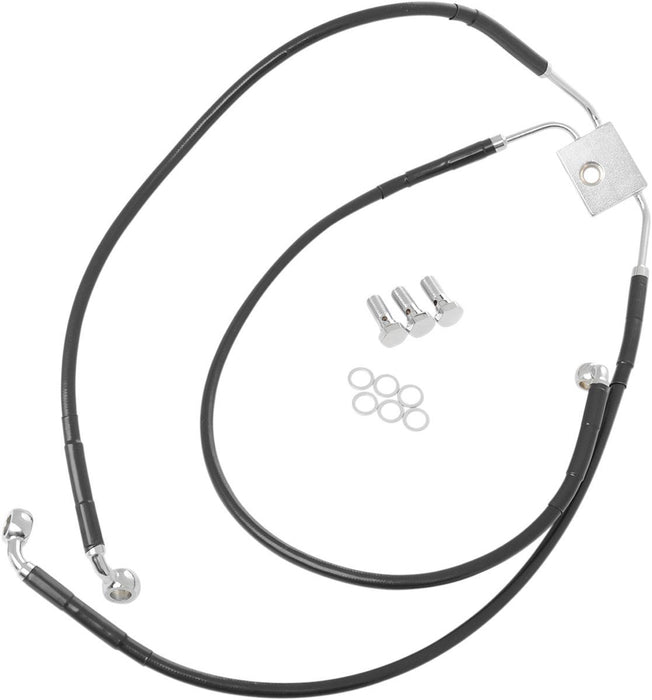 Drag Specialties Brake Line Stainless Steel Black Coated Front/Upper/Lower Extended +4" - Part #17413826 - Hogparts UK