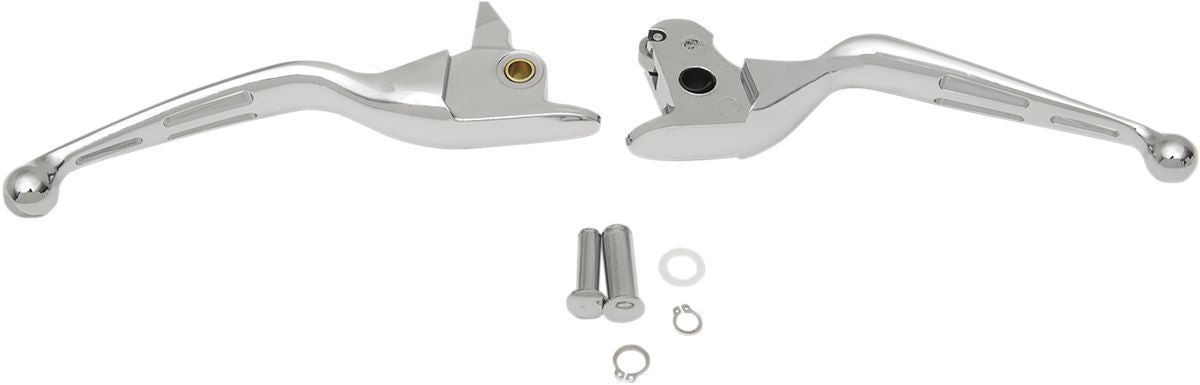 Drag Specialties Slotted Wide Blade Levers Chrome - Part #06100792 - Hogparts UK