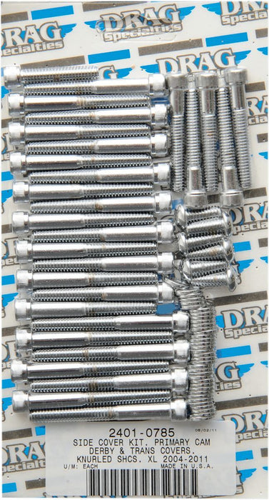 Drag Specialties Chrome Socket-Head Side Cover Bolt Kit Knurled - Part #24010785 - Hogparts UK