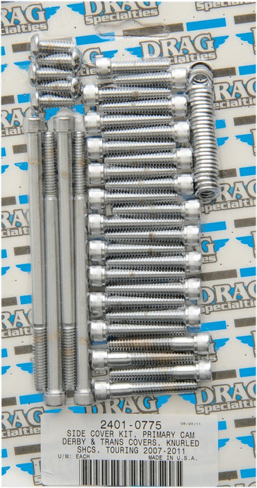 Drag Specialties Chrome Socket-Head Side Cover Bolt Kit Knurled - Part #24010775 - Hogparts UK