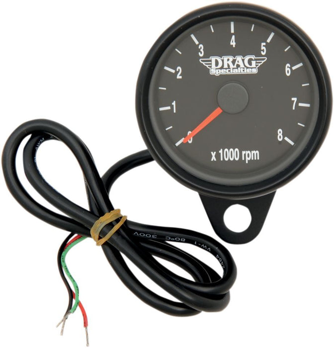 Drag Specialties 2.4" Tachometer 8000Rpm Led Black Housing Black Face - Part #22110125 - Hogparts UK