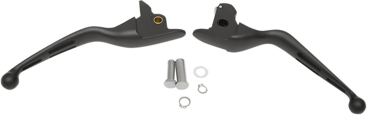 Drag Specialties Matte Black Slotted Wide Blade Lever Set - Part #06100793 - Hogparts UK
