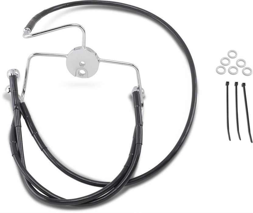 Drag Specialties Front Brake Line Black Vinyl Coated Stainless Steel Extended 8" - Part #17412524 - Hogparts UK