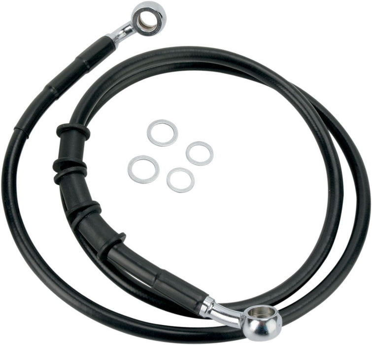Drag Specialties Front Brake Line Black Vinyl Coated Stainless Steel - Part #17412798 - Hogparts UK