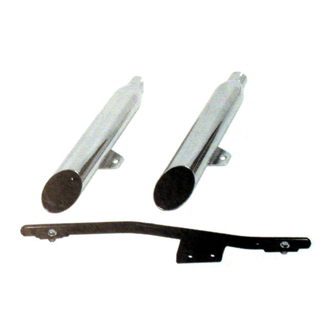 Paughco, Replacement Muffler Kit. Slash Cut. Chrome for 00-07 Softail (Excl. FXSTD, FLSTF, FLSTN, FLSTS)