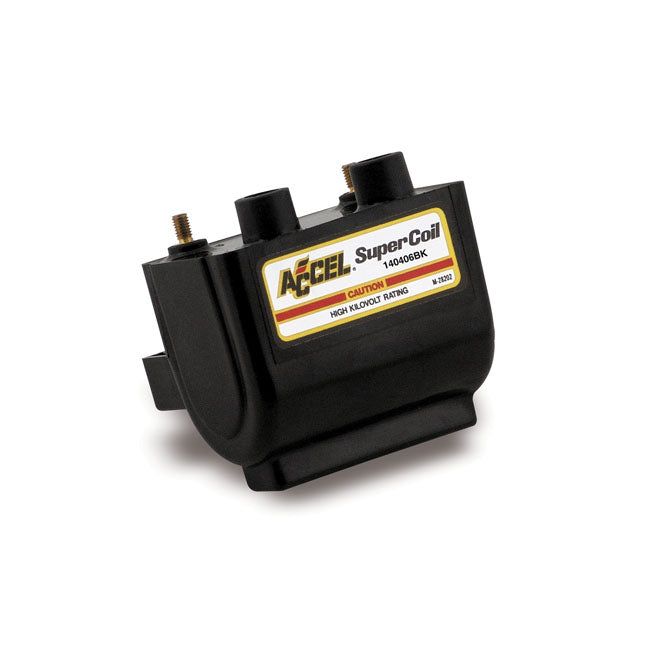 Accel Hei Super Coil Black, 12V / 4.7 Ohm for 65-99 Big Twin With Points Ignition (Excl. Twin Cam & Other Single Fire Models) In Custom Applications (Dual Fire, Carburetted Models)