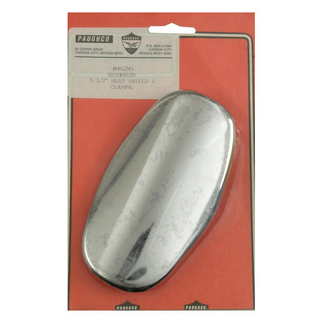 Paughco, Oval Heat Shield / Boot Guard. 5-1/2". Chrome for 1-3/4" Exhaust Pipes