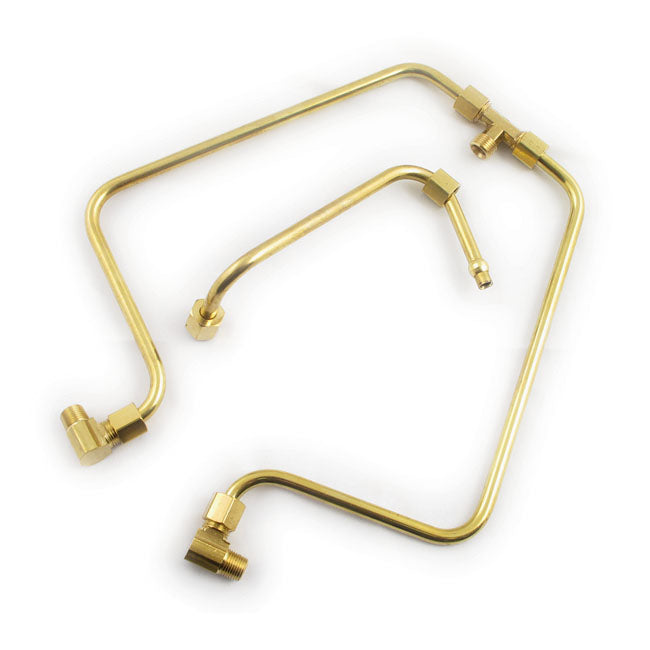 Paughco, 'Old Stuff' Dual Rocker Box Oil Lines. Brass for 66-84 Shovelhead