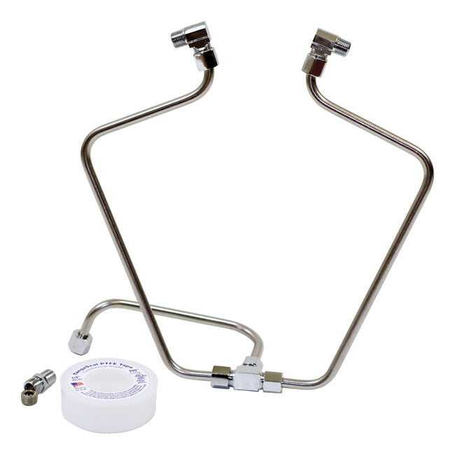 Paughco, 'Old Stuff' Dual Rocker Box Oil Lines. Stainless for 66-84 Shovelhead
