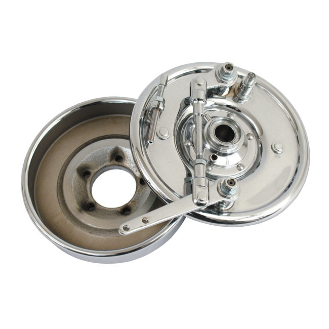 Front Drum Brake Kit, Double Cam. Chrome for 37-48 Flathead Big Twin; Wlc 45" Flathead
