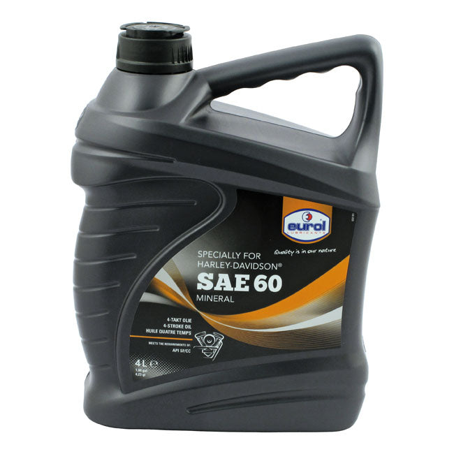 Eurol, Motor Oil Sae 60 Sf-Cc, 4L for 36-83 Big Twin; 57-85 XL. (Excl. Evo Engines)
