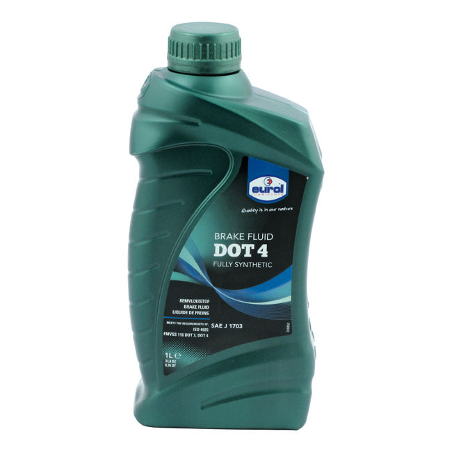 Eurol, Brake Fluid Dot 4 (1 Litre) for 06-20 Softail; 06-17Dyna; 05-20 Touring; 07-20 XL; 08-12XR1200; 15-20 Street Xg750/500; 17-20 Xg750A Street Rod; 06-17V-Rod