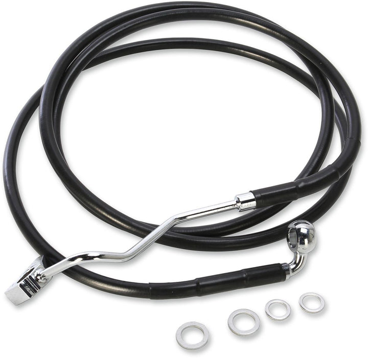 Drag Specialties Brake Line Kit Extended Upper Front Length Black Vinyl/Stainless Steel + 6" - Part #17414507 - Hogparts UK