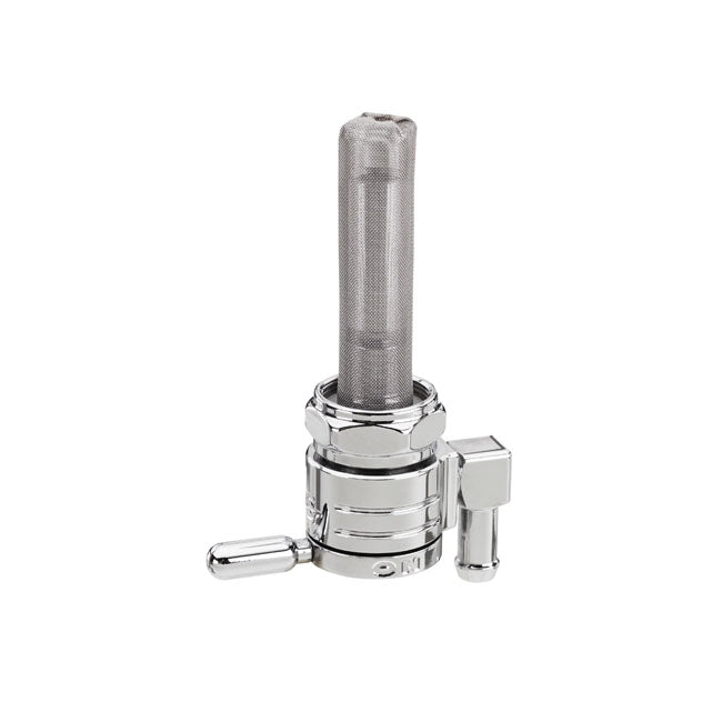 Golan, Click-Slick Petcock 22mm With Nut. Chrome for 75-06 Big Twin, XL (Excl. Inj. Models); Customs With 75-Up Style Threaded Tanks
