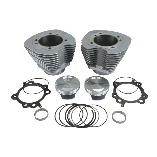 S&S, 96" To 106" Big Bore Cylinder & Piston Kit. Silver for 06-17 96" Dyna; 07-17 96" Softail; 07-16 96" Touring
