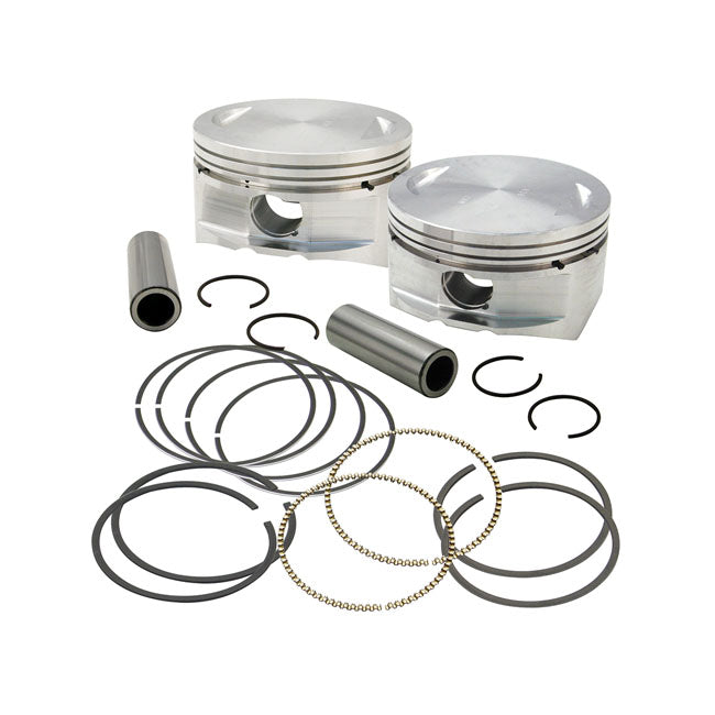 S&S, 3.927" Bore Forged Piston & Ring Kit. +.010" for 06-17 96" Dyna; 07-17 96" Softail; 07-16 96" Touring . With 106" Big Bore Conversion Kit