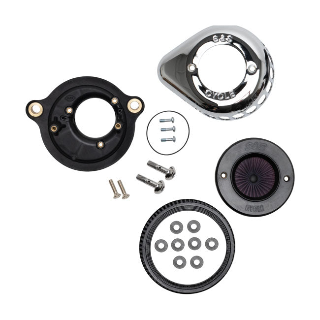 S&S, 'Air Stinger Stealth' Air Cleaner Kit. Teardrop, Chrome for 18-20 Softail; 17-20 Touring; 17-20 Trikes