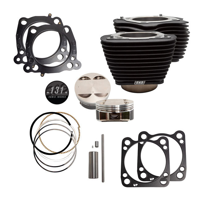 S&S, 131" Big Bore Cylinder & Piston Kit. Black Fins for 18-20 Softail; 17-20 Touring (Excl. Trikes)