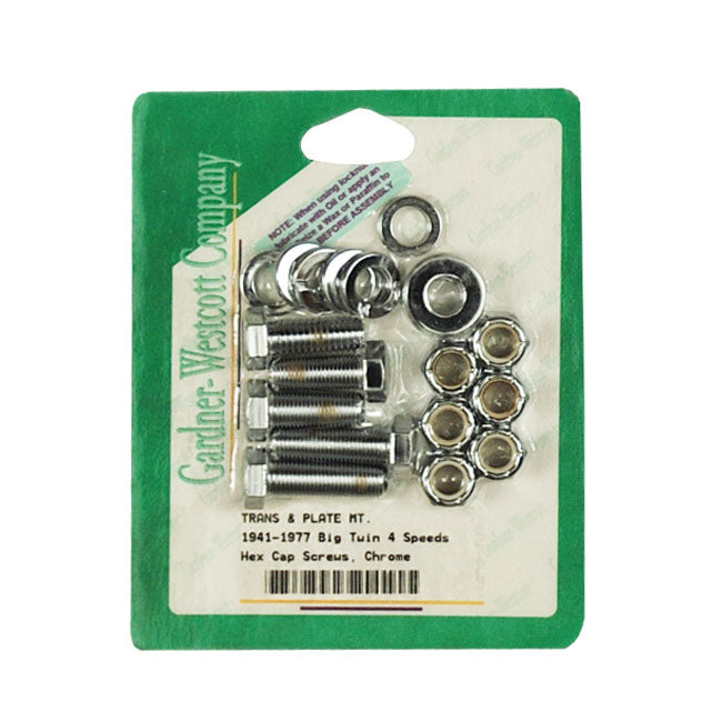 Gw, Transmission Mount Kit, Hex Head. Chrome for 41-85 4-Sp Big Twin