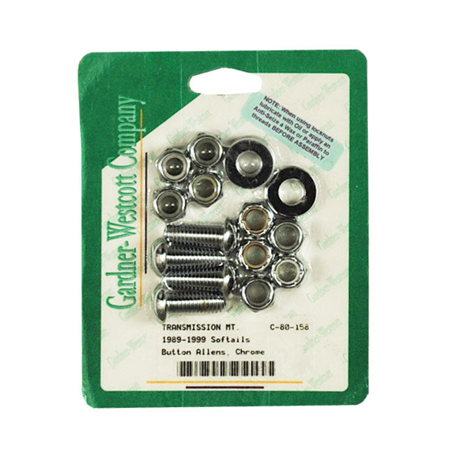 Gw, Transmission Mount Kit, Button Head. Chrome for 89-99 Softail