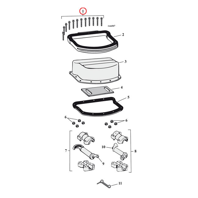 Gw, Panhead Rocker Cover Screw Kit. Stainless Allen. Short for 48-65 Panhead . With Steel D-Rings