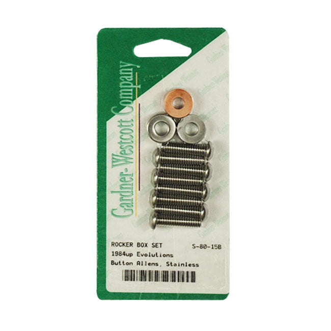 Gw, Rocker Box Top Bolt Kit. Buttonhead, Stainless for 84-99Evo Big Twin; 86-20 XL