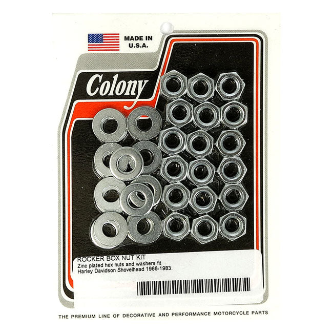 Colony, Shovel Rocker Box Top Nut Kit. Zinc, Oem Style for 66-84 Shovel
