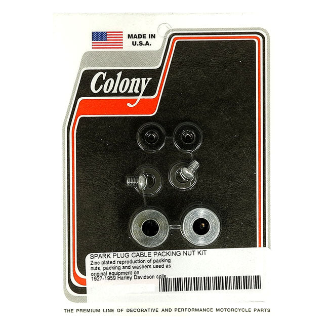 Colony, Spark Plug Cable Packing Nut Kit for 27-57 H-D With Early Style 'Square' Coil